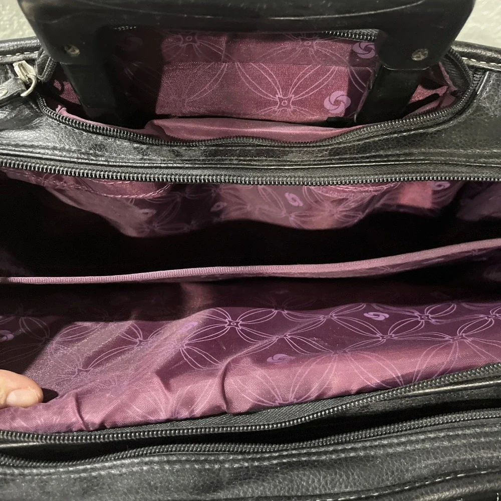 Samsonite Rolling Laptop Bag Womens Black Faux‎ Leather Professional Briefcase